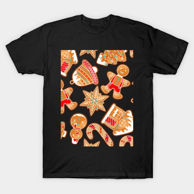 Xmass Cookies Pattern T-Shirt by Kiyiya Designs